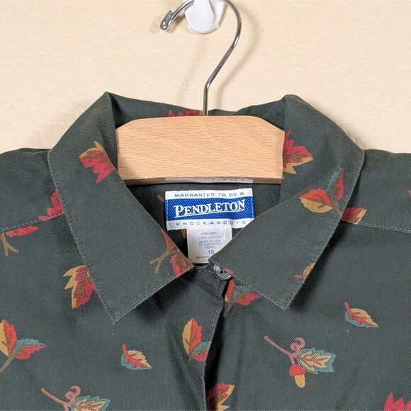 VTG 90s Pendleton Knockabouts Button Down Shirt Leaves Acorn Women's sz 10 - Picture 2 of 7